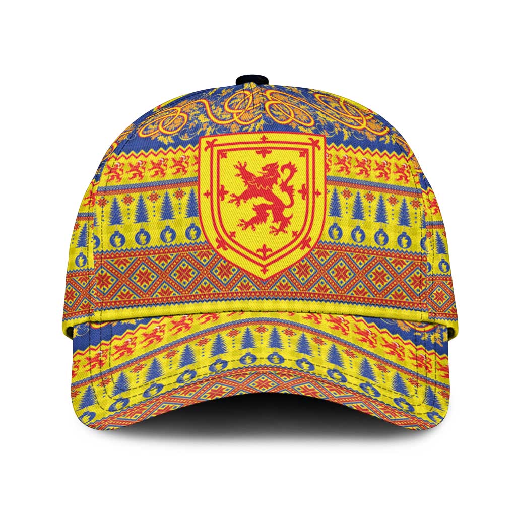 Scottish Christmas Classic Cap Scotland Thistle and Celtic Knot Yellow-Red Color - Wonder Print Shop