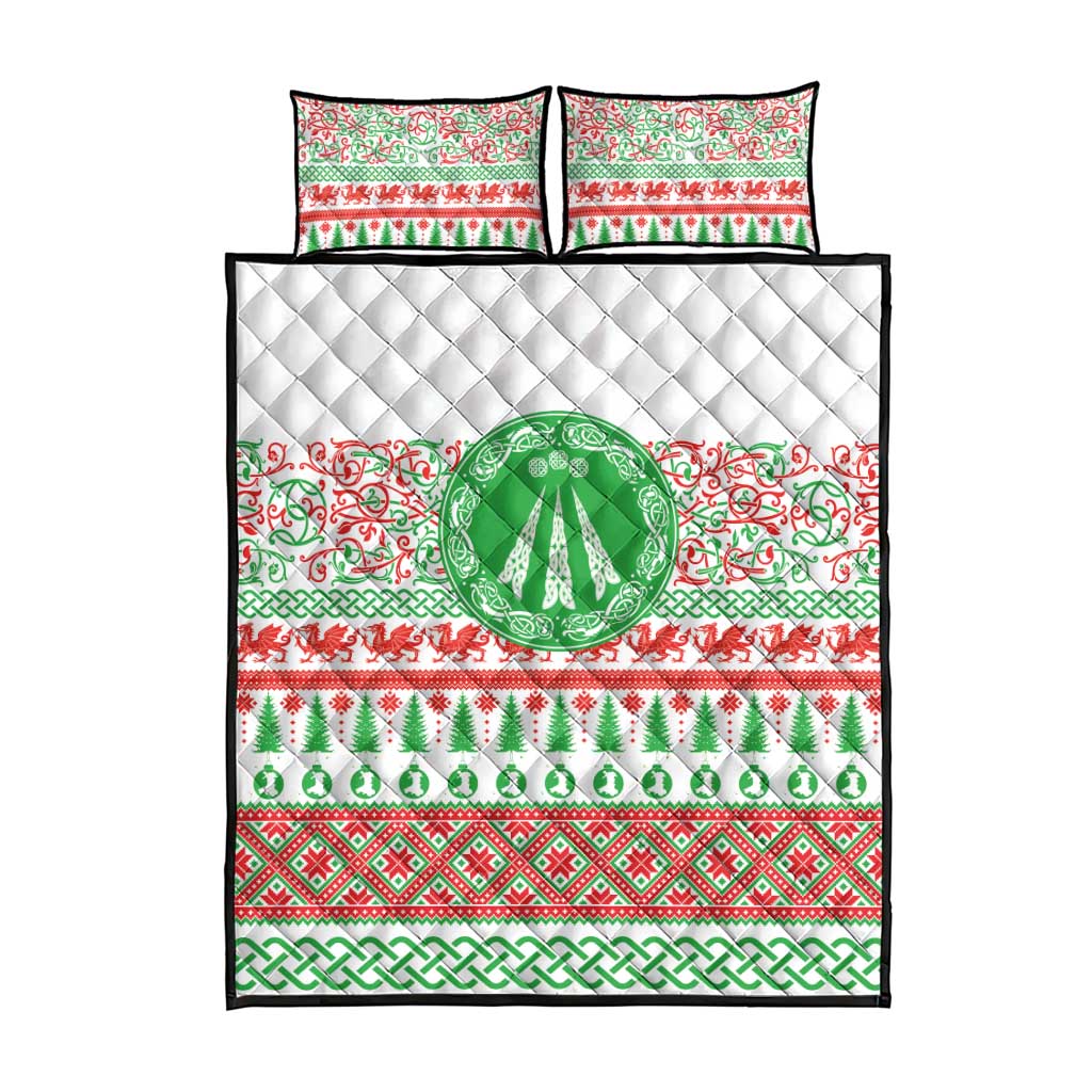 Welsh Christmas Quilt Bed Set Awen and Celtics Culture with Xmas Elements - Wonder Print Shop
