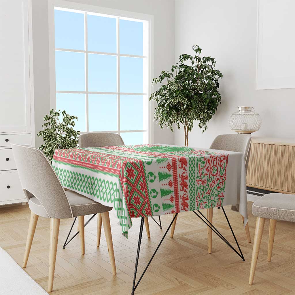 Welsh Christmas Tablecloth Awen and Celtics Culture with Xmas Elements - Wonder Print Shop