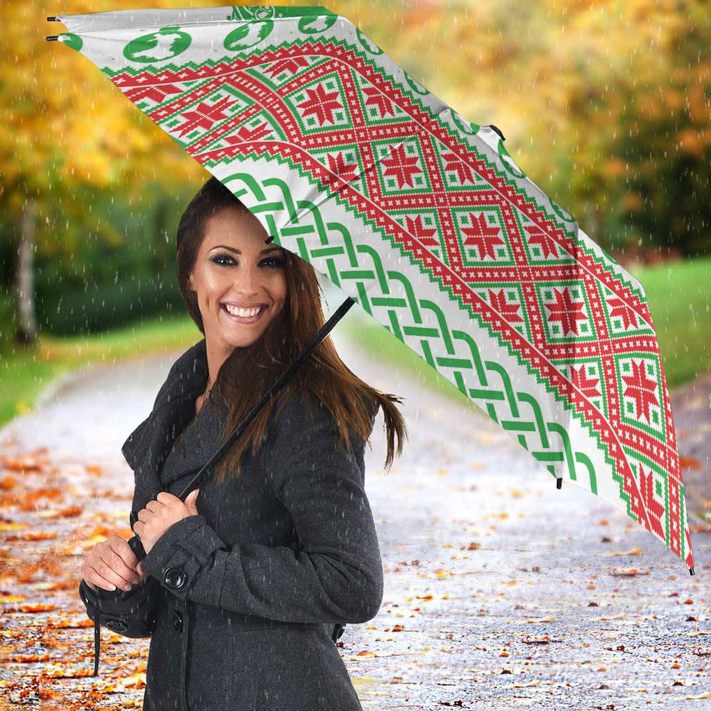 Welsh Christmas Umbrella Awen and Celtics Culture with Xmas Elements - Wonder Print Shop