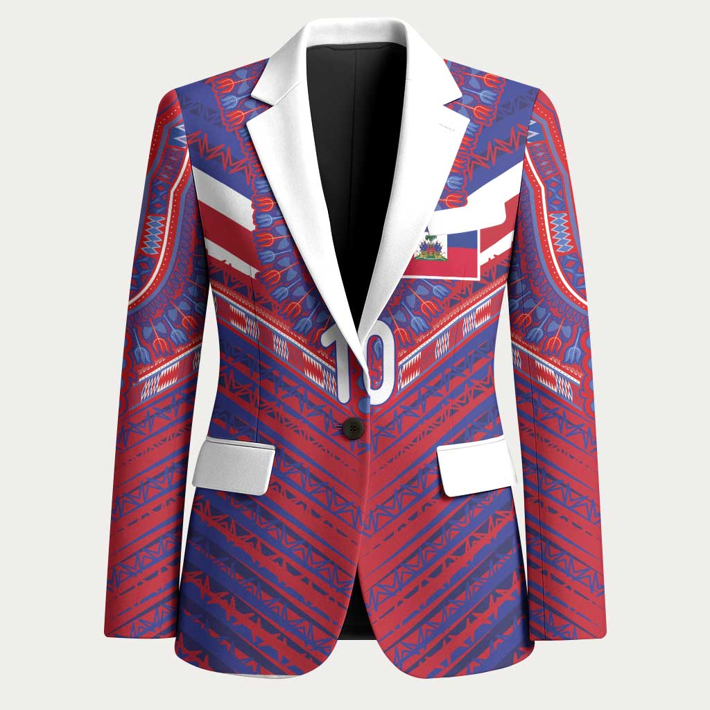 Custom Haiti National Football Blazer Dashiki Sporty Style - Wonder Print Shop