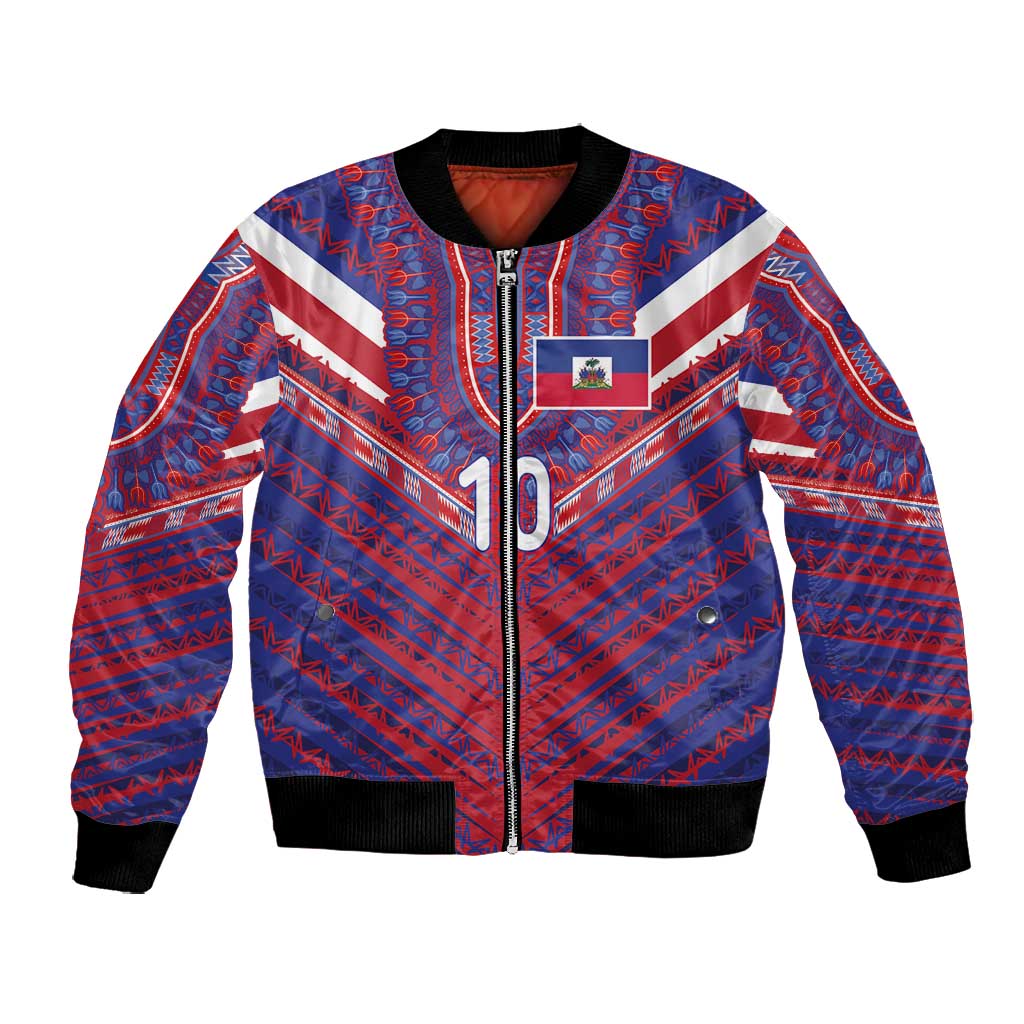 Custom Haiti National Football Bomber Jacket Dashiki Sporty Style - Wonder Print Shop