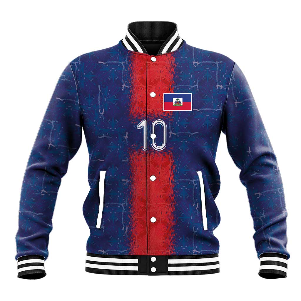 Custom Haiti National Football Baseball Jacket Haiti Emblems Motif - Wonder Print Shop