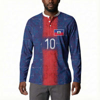 Custom Haiti National Football Button Sweatshirt Haiti Emblems Motif