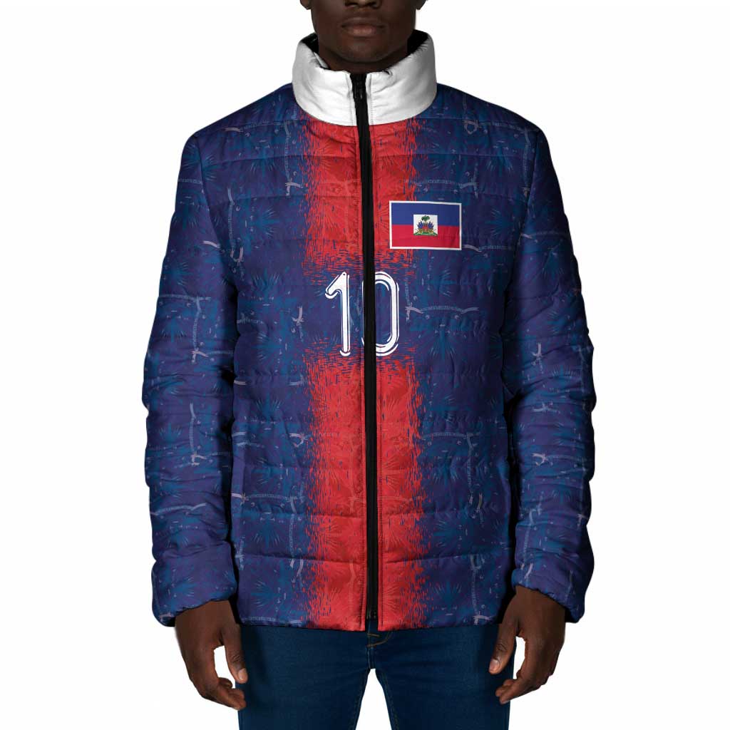 Custom Haiti National Football Padded Jacket Haiti Emblems Motif - Wonder Print Shop