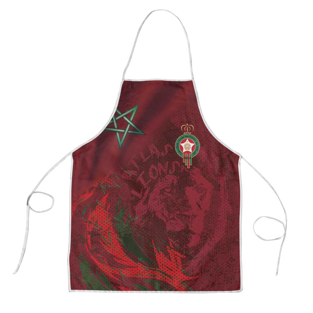 Morocco National Football Apron The Atlas Lions Grunge with National Flag - Wonder Print Shop