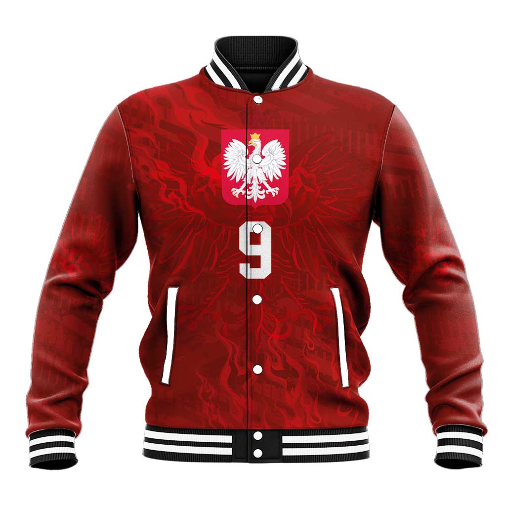 Custom Poland National Football Baseball Jacket The Eagles on Flames - Wonder Print Shop