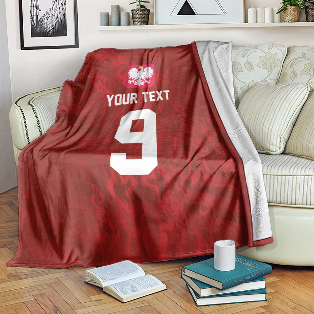 Custom Poland National Football Blanket The Eagles on Flames - Wonder Print Shop