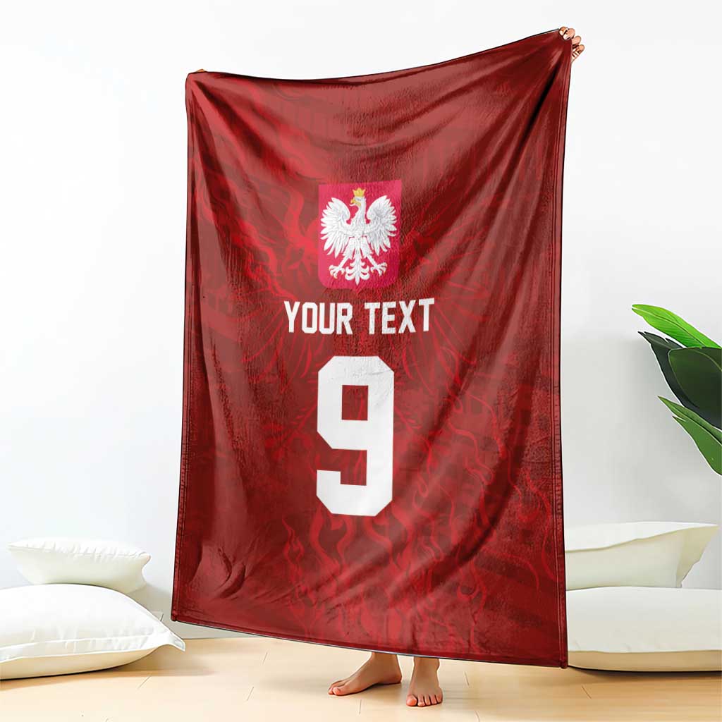 Custom Poland National Football Blanket The Eagles on Flames - Wonder Print Shop