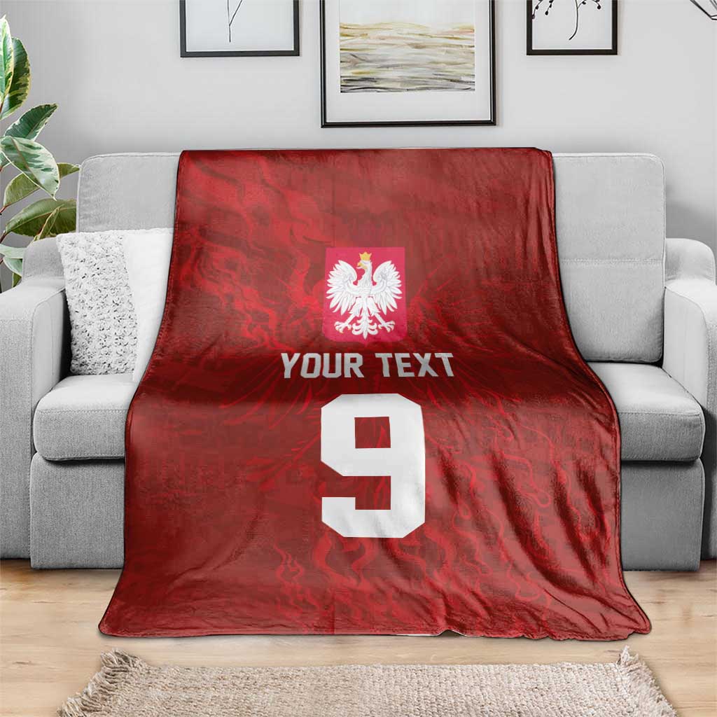 Custom Poland National Football Blanket The Eagles on Flames - Wonder Print Shop