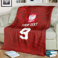 Custom Poland National Football Blanket The Eagles on Flames - Wonder Print Shop