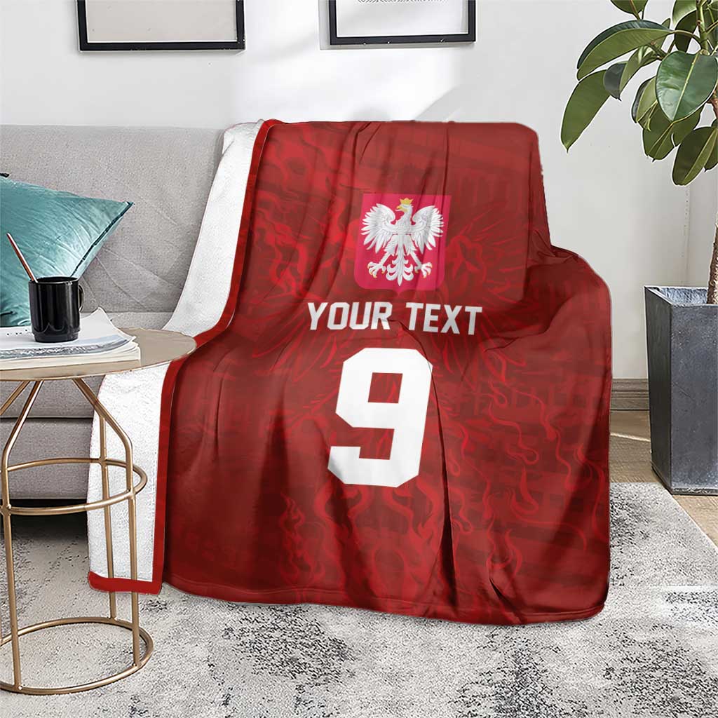 Custom Poland National Football Blanket The Eagles on Flames - Wonder Print Shop
