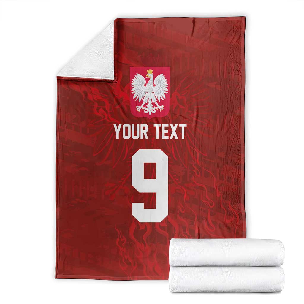 Custom Poland National Football Blanket The Eagles on Flames - Wonder Print Shop