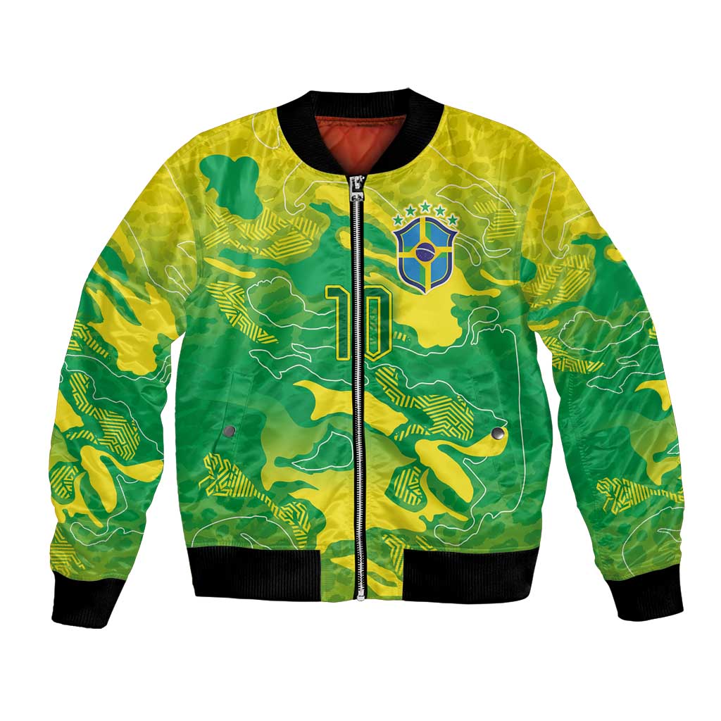 Custom Brazil National Football Bomber Jacket South American Wild Nature Sporty Style - Wonder Print Shop