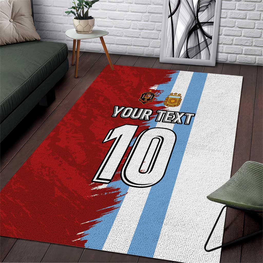 Half Argentina and Half Spain Football Area Rug Grunge Style - Wonder Print Shop