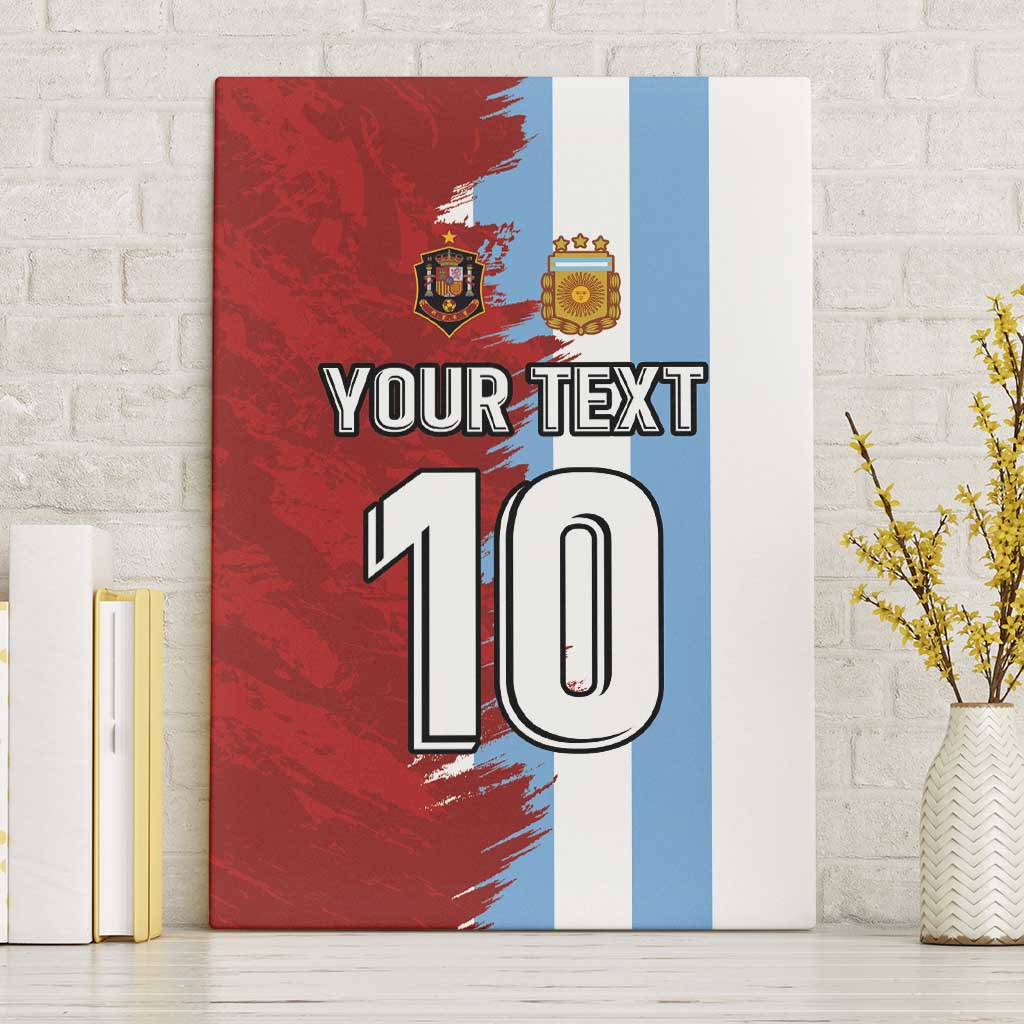 Half Argentina and Half Spain Football Canvas Wall Art Grunge Style - Wonder Print Shop