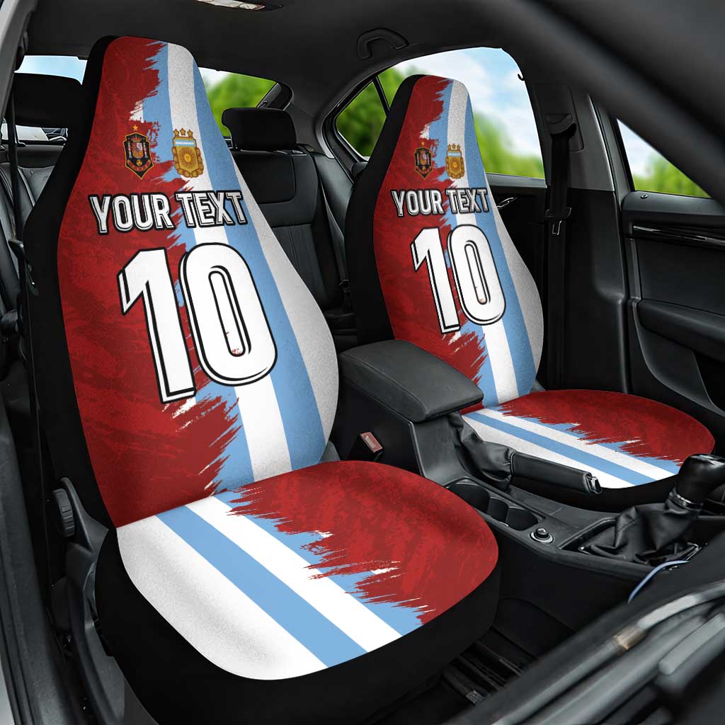 Half Argentina and Half Spain Football Car Seat Cover Grunge Style - Wonder Print Shop