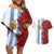 Half Argentina and Half Spain Football Couples Matching Off Shoulder Short Dress and Hawaiian Shirt Grunge Style - Wonder Print Shop