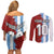 Half Argentina and Half Spain Football Couples Matching Off Shoulder Short Dress and Long Sleeve Button Shirt Grunge Style - Wonder Print Shop