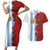 Half Argentina and Half Spain Football Couples Matching Short Sleeve Bodycon Dress and Hawaiian Shirt Grunge Style - Wonder Print Shop