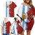 Half Argentina and Half Spain Football Family Matching Off Shoulder Short Dress and Hawaiian Shirt Grunge Style - Wonder Print Shop