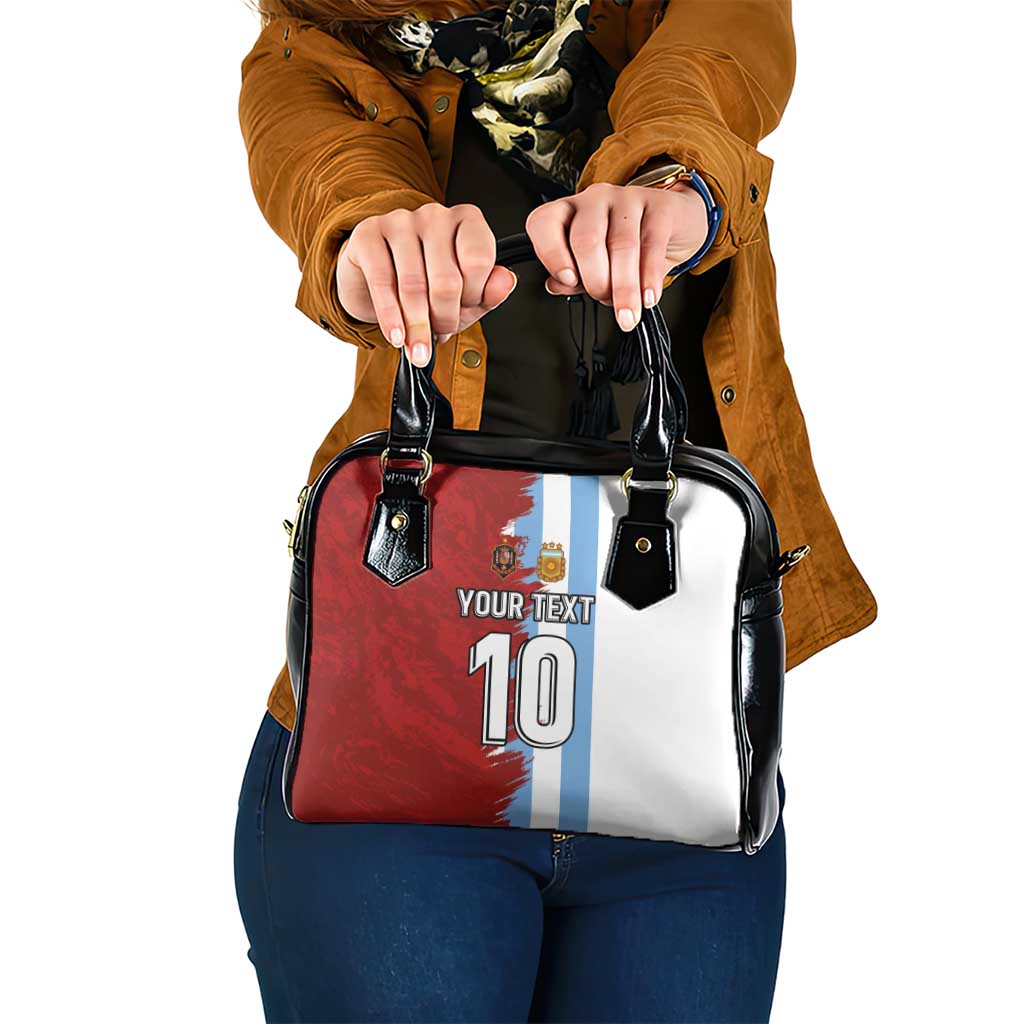 Half Argentina and Half Spain Football Shoulder Handbag Grunge Style