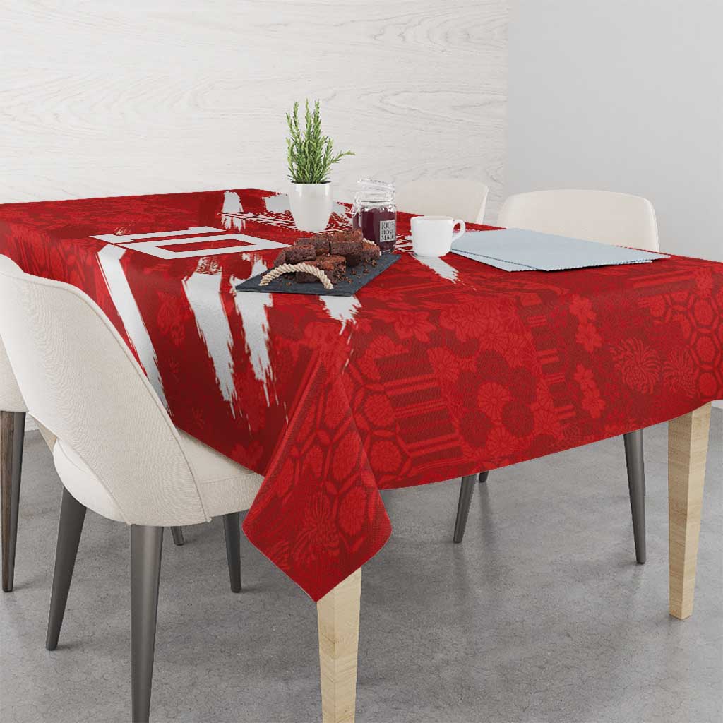 Custom Rugby Japan Tablecloth The Champion Brave Blossoms Red Color - Wonder Print Shop