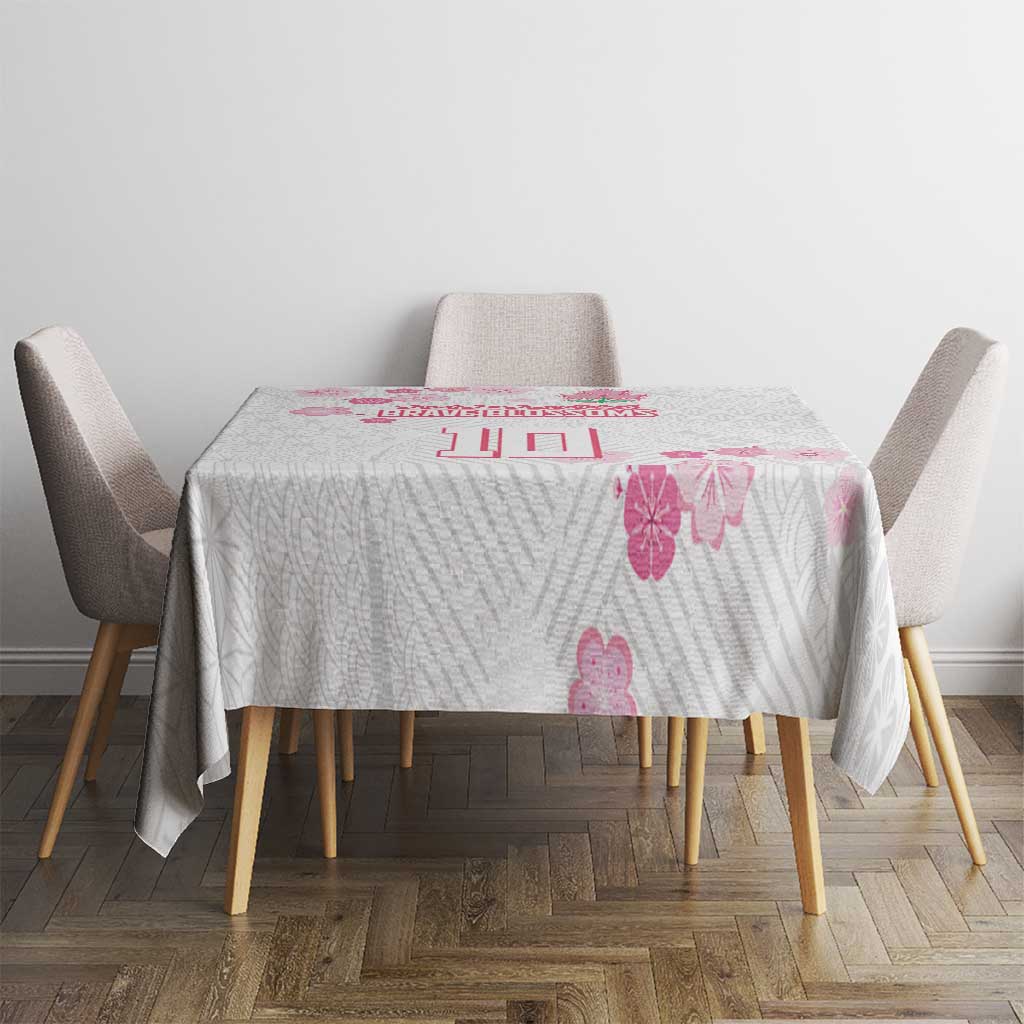 Custom Rugby Japan Tablecloth The Champion Brave Blossoms White Color - Wonder Print Shop