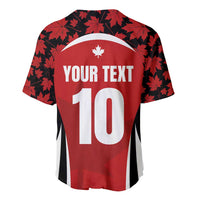 Red maple-leaf baseball jersey with YOUR TEXT and large 10 number, white collar