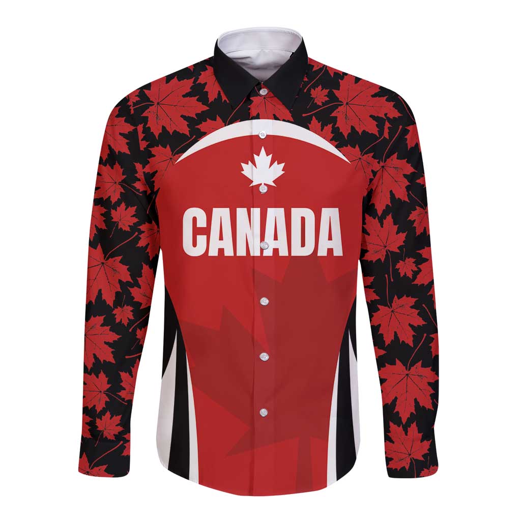 Custom Canada Pacific Rugby 2024 Long Sleeve Button Shirt Maple Pattern Jersey - Wonder Print Shop