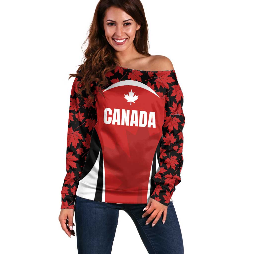 Custom Canada Pacific Rugby 2024 Off Shoulder Sweater Maple Pattern Jersey - Wonder Print Shop