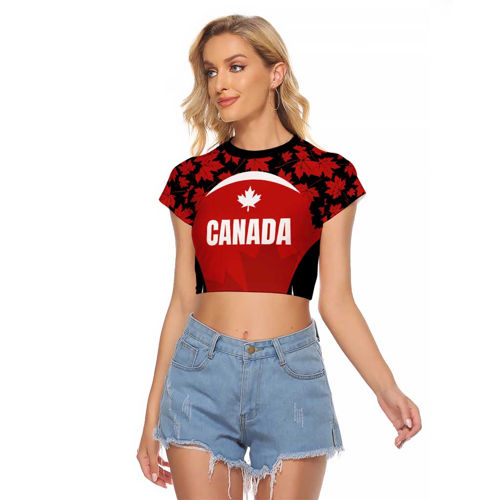 Custom Canada Pacific Rugby 2024 Raglan Cropped T Shirt Maple Pattern Jersey