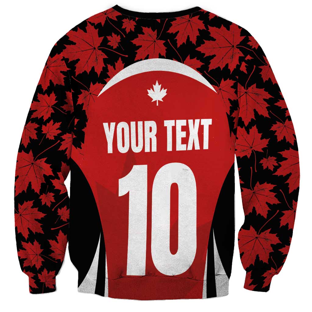 Unisex Canada Pacific rugby sweatshirt, red with maple leaf pattern, back 'YOUR TEXT' 10