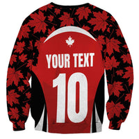 Unisex Canada Pacific rugby sweatshirt, red with maple leaf pattern, back 'YOUR TEXT' 10