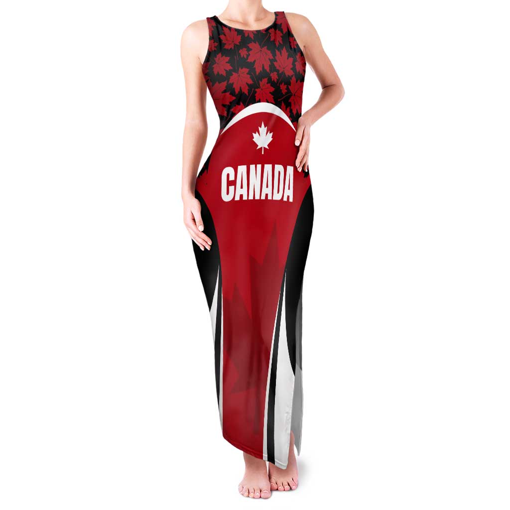 Custom Canada Pacific Rugby 2024 Tank Maxi Dress Maple Pattern Jersey