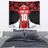 Maple leaf rugby jersey tapestry in red, black and white with 'Your Text' and 10