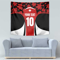 Red, black and white maple leaf rugby jersey tapestry with 'Your Text' and number 10