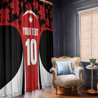 Red black and white maple leaf jersey window curtain panel with YOUR TEXT and number 10