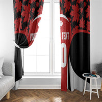 Red black and white maple leaf jersey window curtain panels on a window with number 10