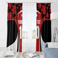 Red black and white maple leaf jersey window curtain panels with YOUR TEXT and number 10