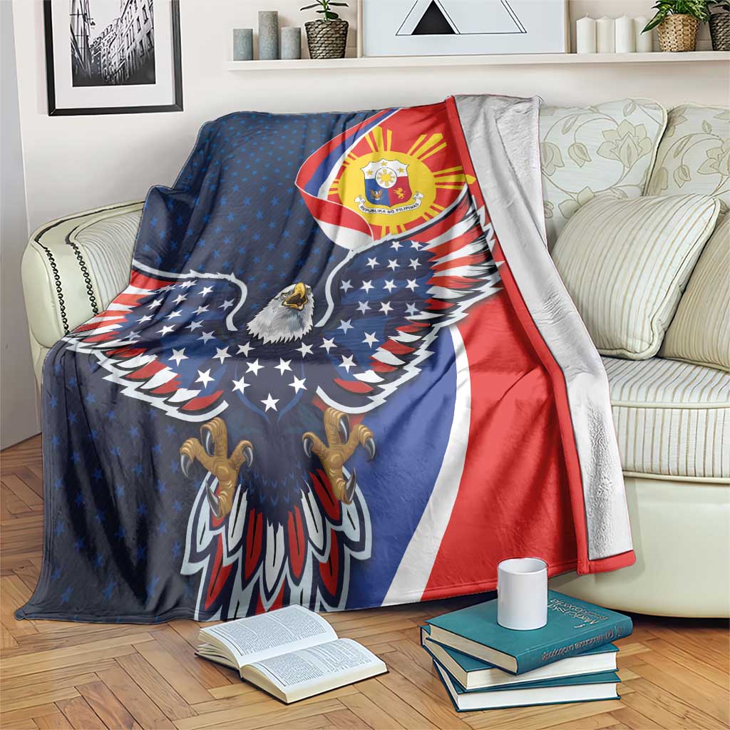 Filipino American History Month Blanket USA Eagle and Philippines Sun Symbol with National Flag