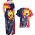 Filipino American History Month Couples Matching Off Shoulder Maxi Dress and Hawaiian Shirt USA Eagle and Philippines Sun Symbol with National Flag - Wonder Print Shop