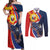 Filipino American History Month Couples Matching Off Shoulder Maxi Dress and Long Sleeve Button Shirt USA Eagle and Philippines Sun Symbol with National Flag - Wonder Print Shop