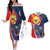 Filipino American History Month Couples Matching Off The Shoulder Long Sleeve Dress and Hawaiian Shirt USA Eagle and Philippines Sun Symbol with National Flag - Wonder Print Shop