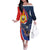 Filipino American History Month Family Matching Off The Shoulder Long Sleeve Dress and Hawaiian Shirt USA Eagle and Philippines Sun Symbol with National Flag - Wonder Print Shop