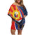 Filipino American History Month Family Matching Off Shoulder Short Dress and Hawaiian Shirt USA Eagle and Philippines Sun Symbol with National Flag - Wonder Print Shop