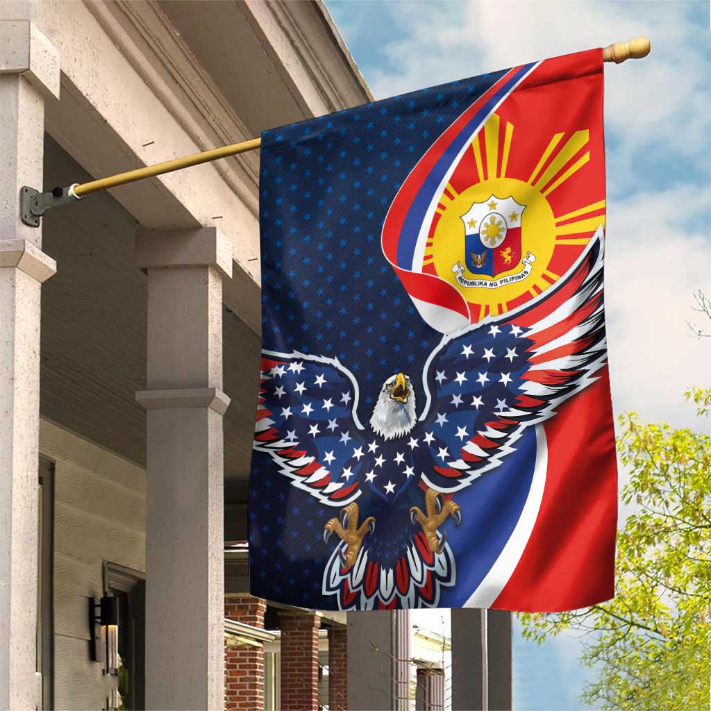 Filipino American History Month Garden Flag USA Eagle and Philippines Sun Symbol with National Flag - Wonder Print Shop