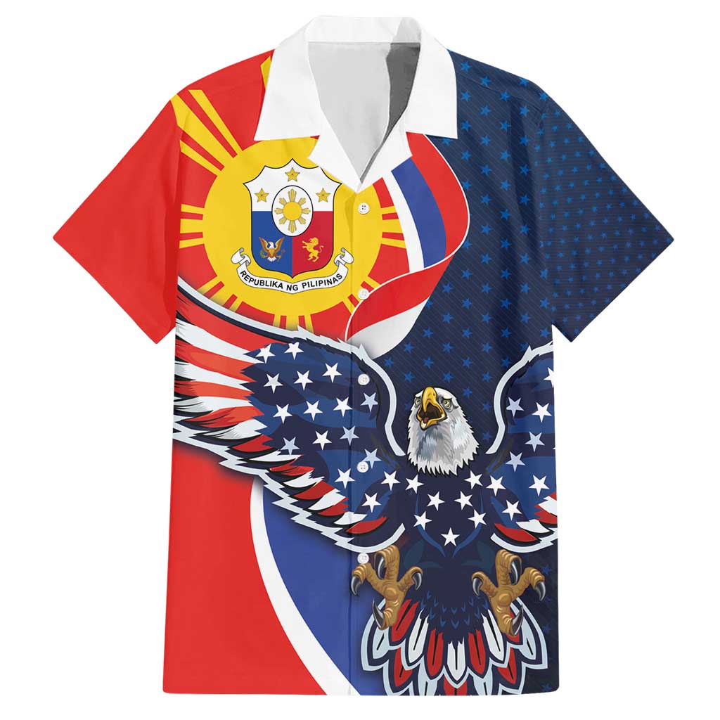 Filipino American History Month Hawaiian Shirt USA Eagle and Philippines Sun Symbol with National Flag - Wonder Print Shop