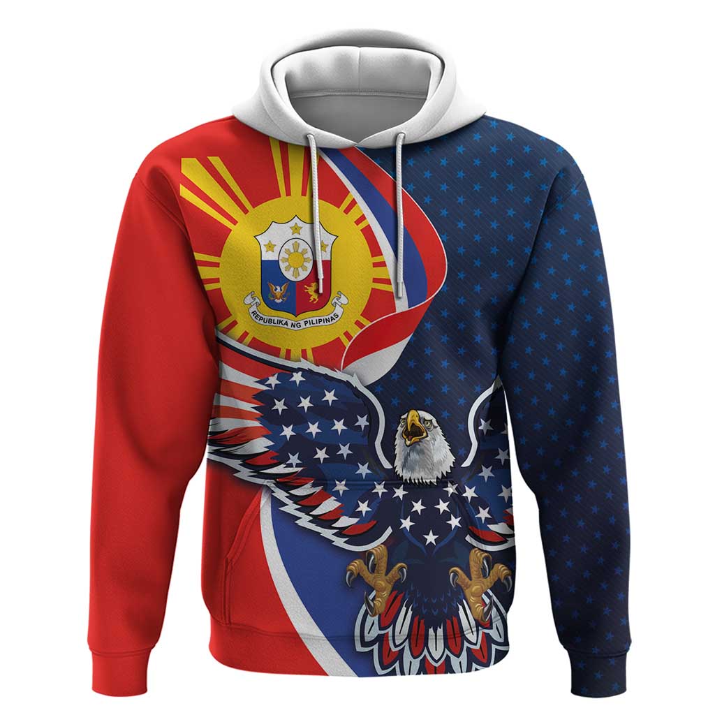 Filipino American History Month Hoodie USA Eagle and Philippines Sun Symbol with National Flag - Wonder Print Shop