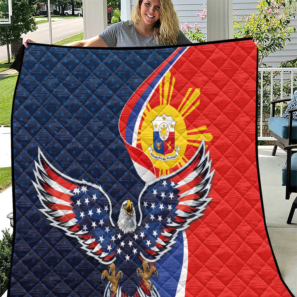 Filipino American History Month Quilt USA Eagle and Philippines Sun Symbol with National Flag